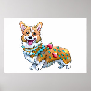 Poster Corgi orange mignon pour une humeur positive