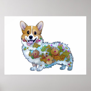Poster Corgi orange mignon pour une humeur positive