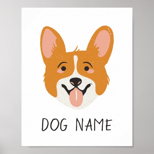 Poster CORGI personnalisable - Ajouter le nom de votre ch (Devant)