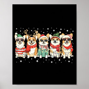 Poster Corgi Santa Lumières de Noël Xmas Pj Amoureux des
