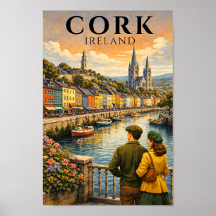Poster Cork Irlande Voyage Antique Port Bateaux