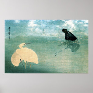 Poster Cormorant and White Heron 1789