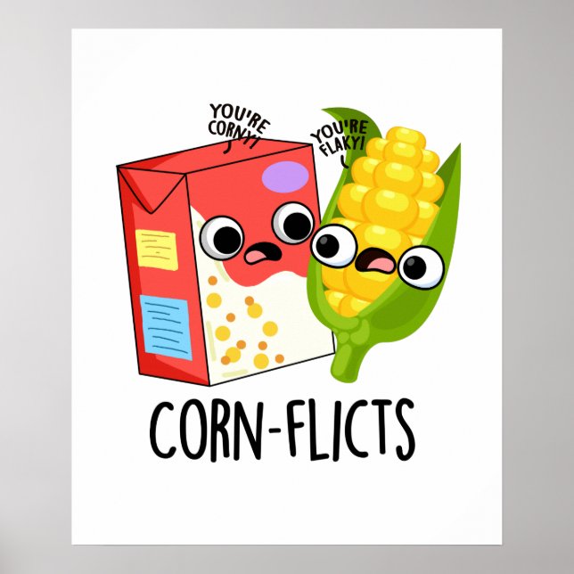 Poster Corn flicts Funny Cornflake Corn Pun (Devant)