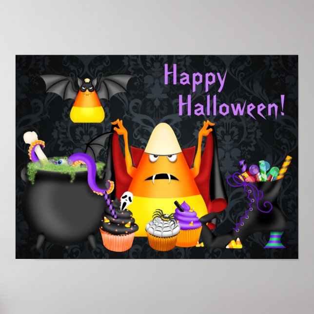 Poster Corne de bonbons mignonne et friandises Éffrayante (Devant)