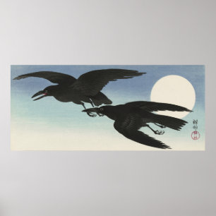 Poster Corneilles à la Pleine lune par Ohara Koson (1925-