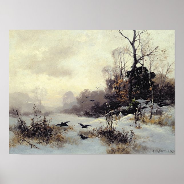 Poster Corneilles dans un paysage hivernal, 1907 (Devant)