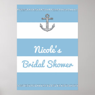 Poster Cornflower Bleu & Blancs Ancre diamant