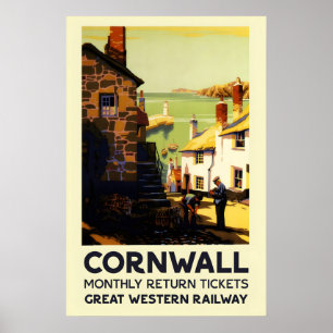 Poster Cornouailles Angleterre des années 30 - Voyage au