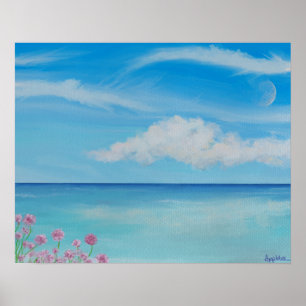 Poster Cornouailles tropicales avec toile rose marine Imp