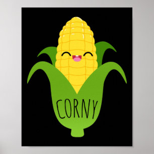 Poster Corny Cute Corn sur le Cob Foodie Art Imprimer