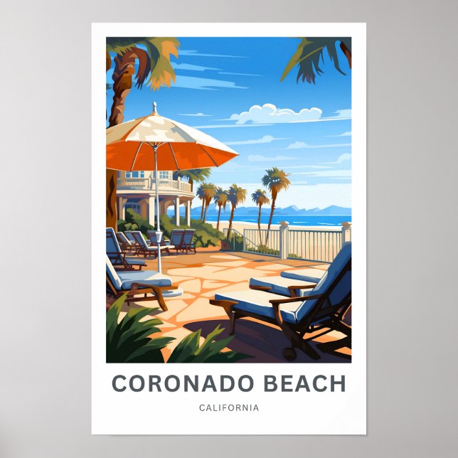 Poster Coronado Beach California Travel Print (Devant)