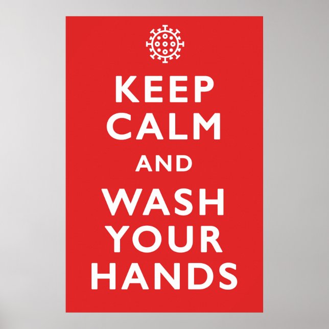 Poster Coronavirus Gardez le calme et Lavez vos mains Pos (Devant)