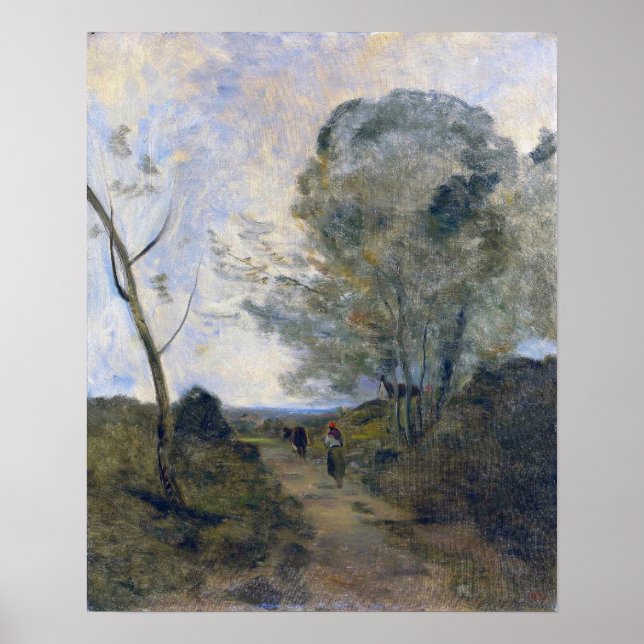 Poster Corot - Arleux Chauffeur Paysan Vache de pâturage  (Devant)