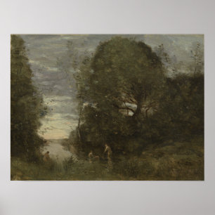 Poster Corot - Baignoires Dans Une Crique Boisée