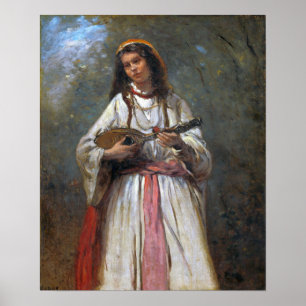 Poster Corot - Gitane avec mandoline