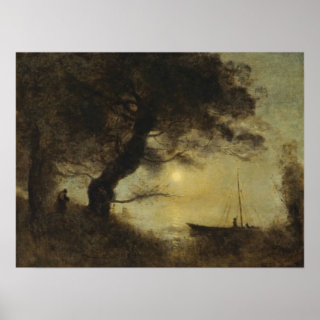 Poster Corot - Le Bateau Lune 1871 (Devant)