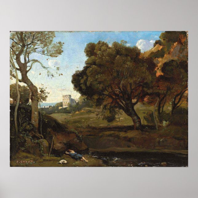 Poster Corot - Le repos du berger (Devant)