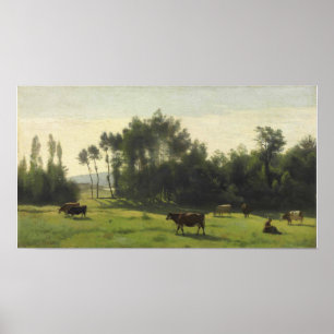 Poster Corot - Pâturages à l'Aurore 1845