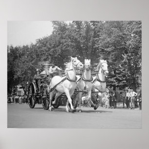 Poster Corps de sapeurs-pompiers Horses, 1925. Photo