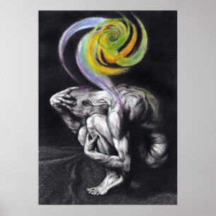 Poster Corps masculin Âme colorée Dessin artistique surré