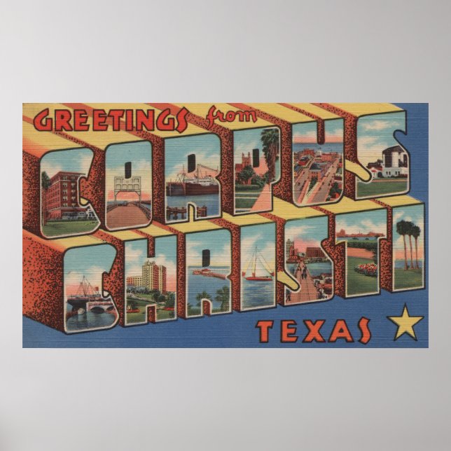 Poster Corpus Christi, Texas - Scènes de grandes lettres (Devant)