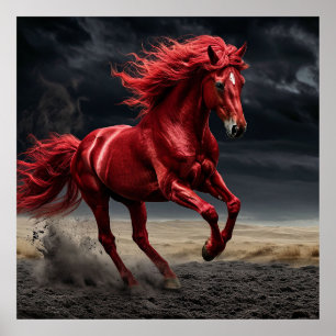 Poster Corse rouge majestueuse coureur