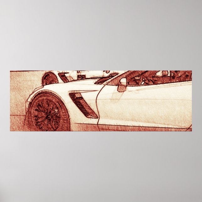 Poster Corvette C7R Z06 Esquisse (Devant)