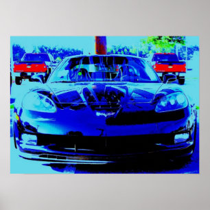 Poster Corvette noire Z06 de l'avant...photo modifiée