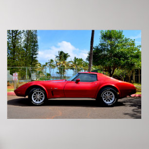 Poster Corvette rouge Chevy