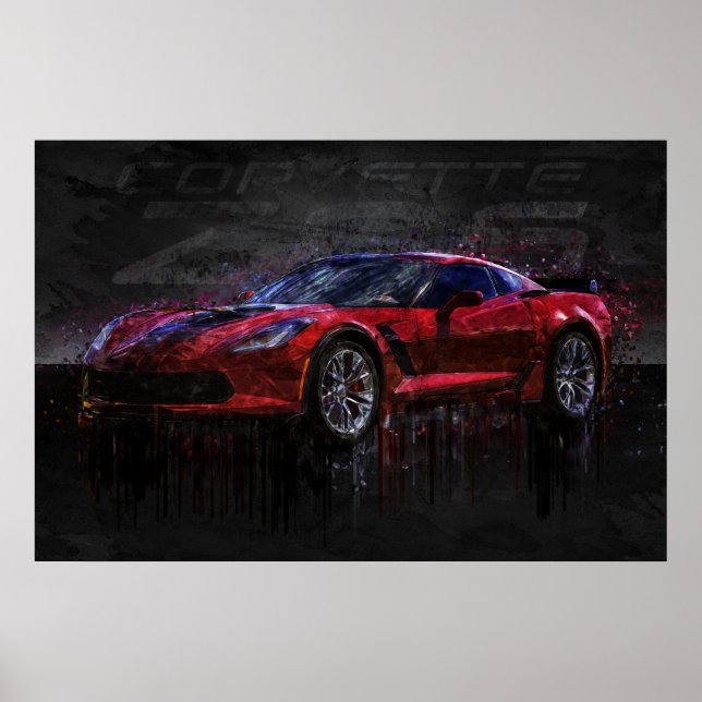 Poster Corvette rouge et noire Z06 (Devant)