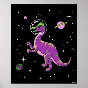 Poster Corythosaurus Violet Et Vert Dinos Dans L'Espace