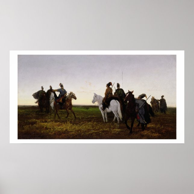 Poster Cosaques à cheval, 1874 (huile sur toile) (Devant)