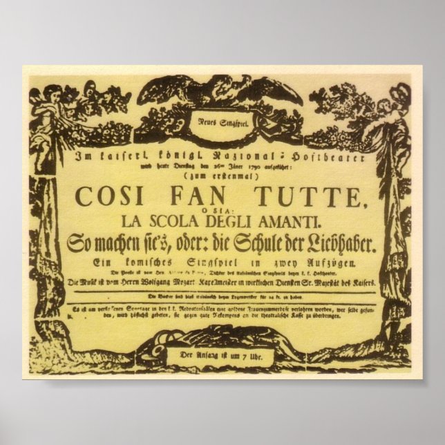 Poster Così fan tutte 1790 - Amadeus Mozart (Devant)