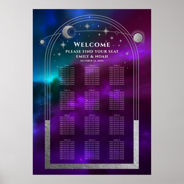 Poster Cosmétique violet Turquoise Argent Sun Moon Stars  (Devant)