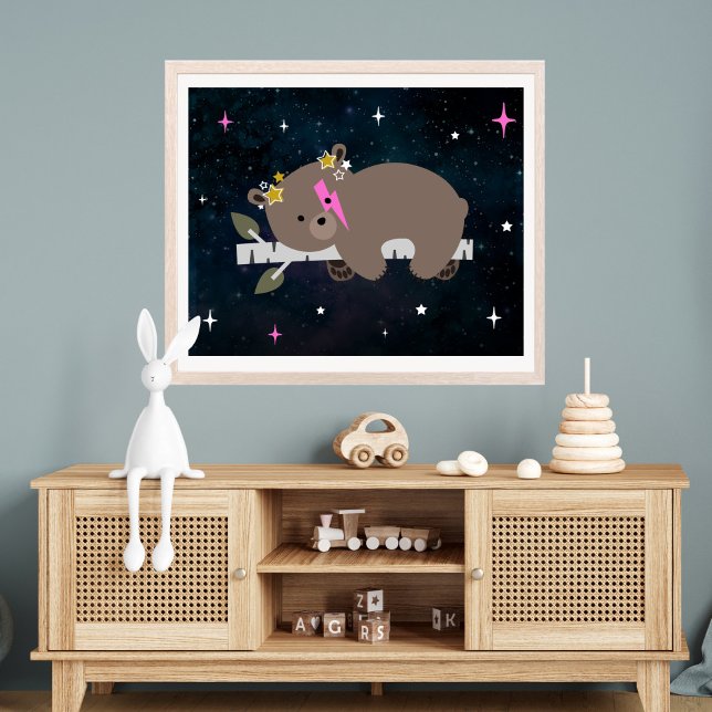 Poster Cosmic Cub Sleepy Wild One Rose Girl Nursery (Créateur téléchargé)