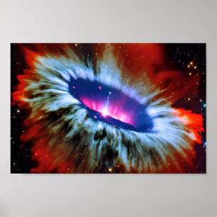 Poster Cosmic Rouge Bleu Explosion Extérieur CosmicArt