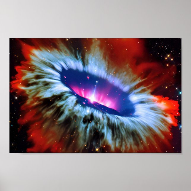 Poster Cosmic Rouge Bleu Explosion Extérieur CosmicArt (Devant)