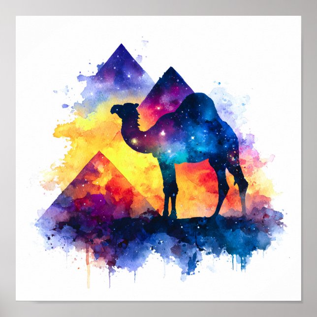 Poster Cosmic Starry Nuit Camel égyptien Paysage (Devant)