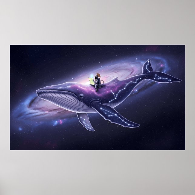 Poster Cosmic Whale & Astronaut Art Print (Devant)