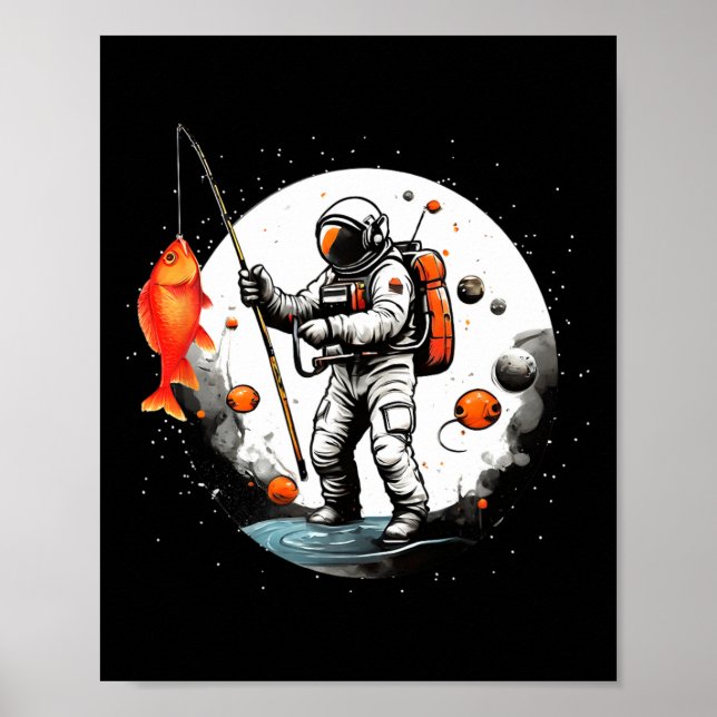 Poster Cosmonaute d'exploration spatiale Pêcheur spatial  (Devant)