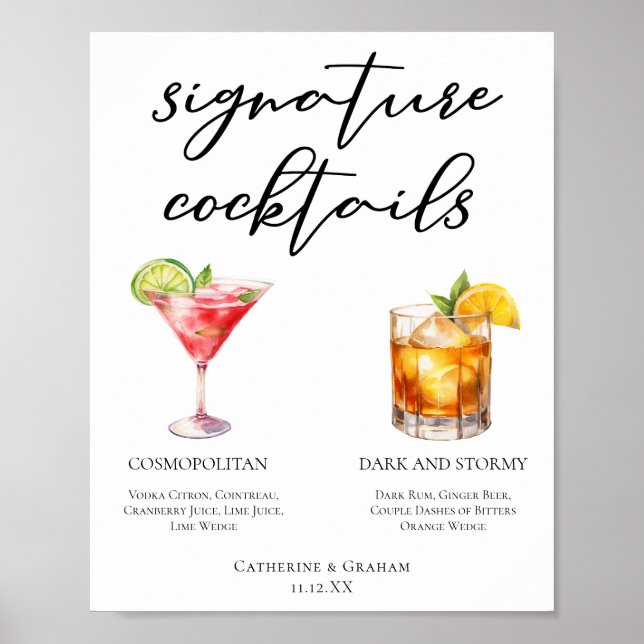 Poster Cosmopolite Dark Stormy Signature Cocktails Menu (Devant)