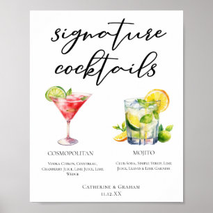 Poster Cosmopolite Mojito Signature Cocktails Menu