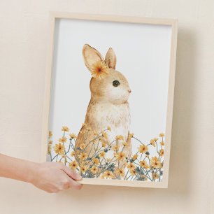 Poster Cosmos Bunny Fleur Bois Nursery Décor