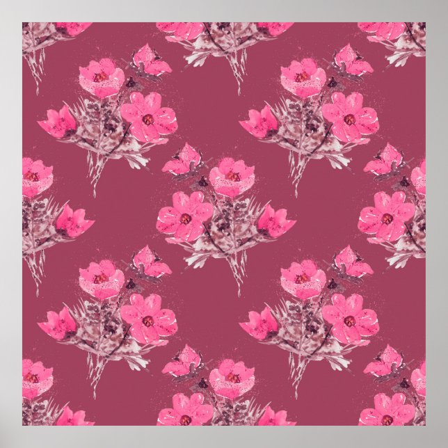 Poster Cosmos fleurs sans soudure motif abstrait, art, do (Devant)