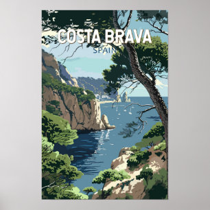 Poster Costa Brava Espagne Voyage Art Vintage