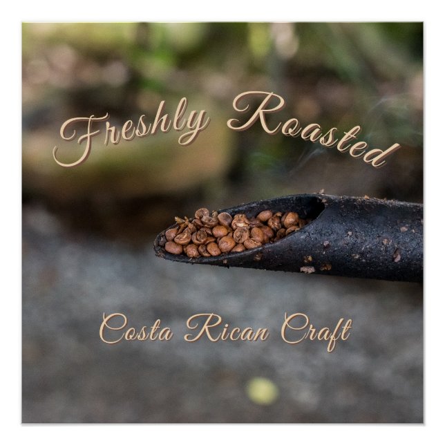 Poster Costa Rican Coffee Freshly Roasted, Artisan Craft (Devant)