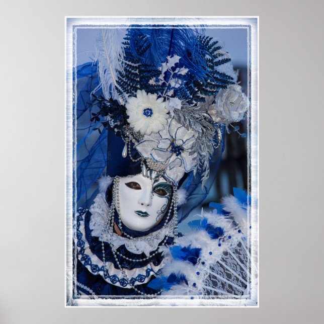 Poster Costume Carnaval Bleu, Venise (Devant)