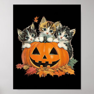 Poster Costume de chat noir effrayant vintage pour Hallow