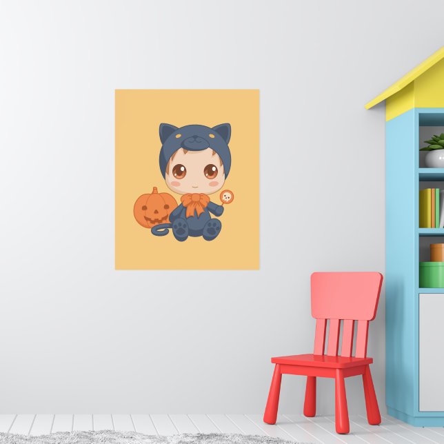 Poster Costume de chat noir pour bébé mignon Halloween (Pépinière 1)
