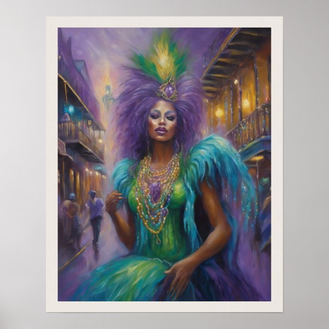 Poster Costume de coiffure de femme Mardi Gras (Devant)